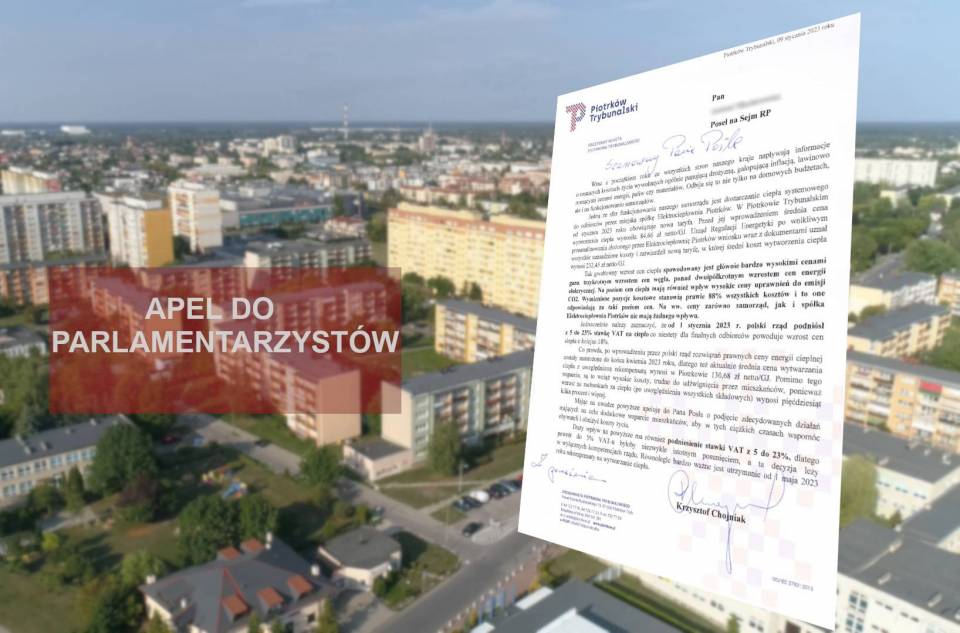 Prezydent Piotrkowa pisze list do parlamentarzystów! Apeluje:  "aby w tych ciężkich czasach wspomóc obywateli i obniżyć koszty życia"
