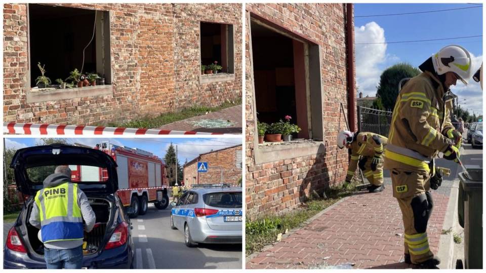 Eksplozja gazu w domu jednorodzinnym. Wybuch wyrzucił okna z futryn. W budynku były trzy osoby, na miejscu strażacy, policja i inspektor budowlany [Foto]